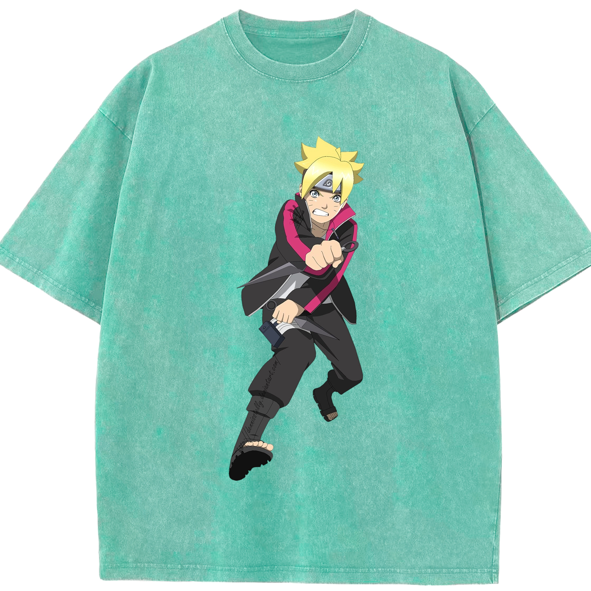（画像用） NARUTO -ナルト- うずまき ボルト Uzumaki Boruto 綿100% ヴィンテージ風 半袖Tシャツ（フロントプリント）